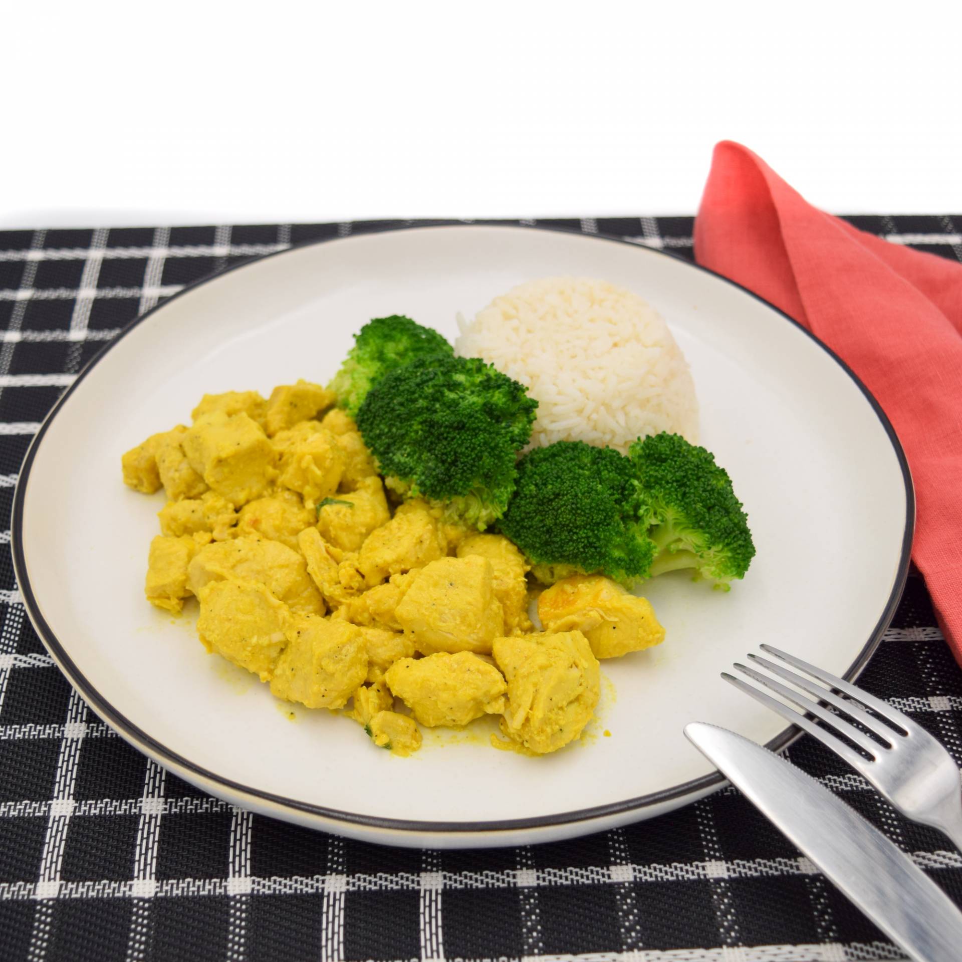 Mustard chicken with jasmine rice and broccoli